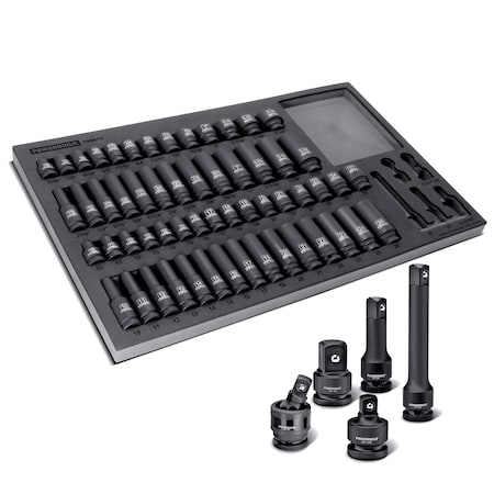 Powerbuilt 63Pc 1/2 Drive Master Impact Socket Set 949012